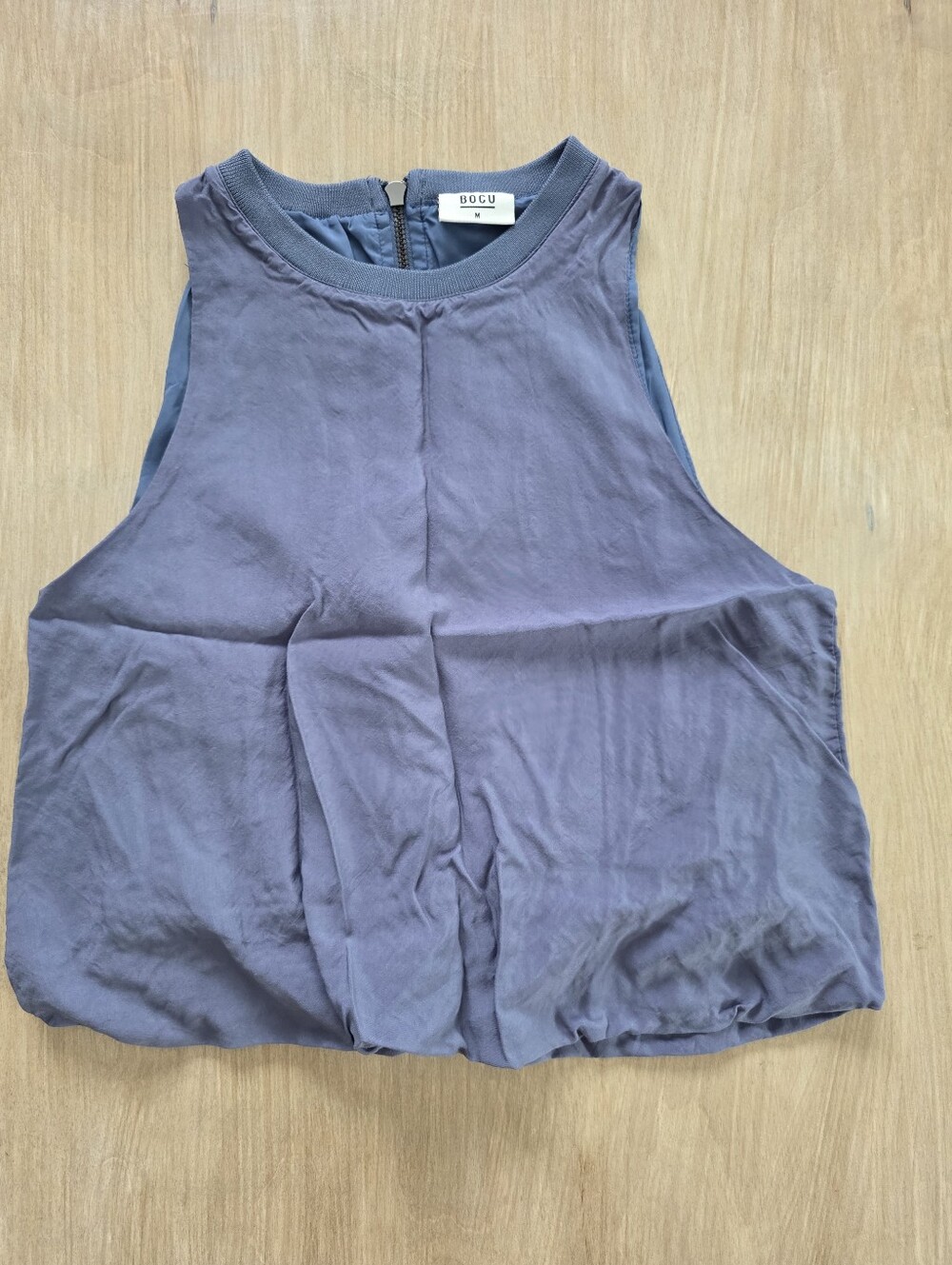BOCU Blue Gray Bubble Hem Sleeveless Blouse Top Medium